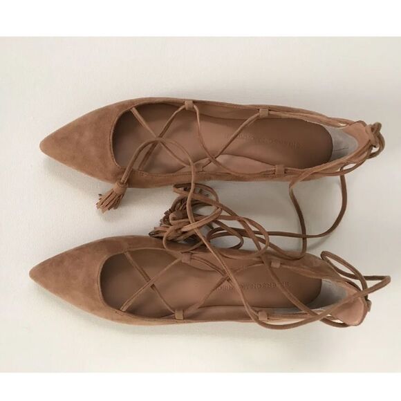 Women Sigerson Morrison Suede Closed Toe Flat Lacing Leather MSRP $275 Size 6 - Picture 2 of 7